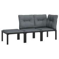 vidaXL Sillones esquina/ mesa/ reposapiés de jardín ratán PE negro y gris sofá de esquina, sofá central, reposapiés Conjunto Terraza Muebles Jardín Exterior Juego de Muebles de jardín Mueble Jardín Exterior Muebles de Salon Exterior - details 6