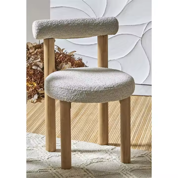 Silla nassor rizo suave beige 40x52x80 cms. El mejor complemento para tu hogar. - 1