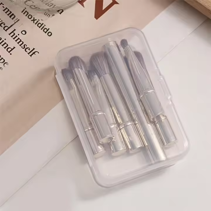 Set De 6 Mini Broches De Maquillaje Portátiles Con Estuches Retráctiles Para Base Rubor Corrector Broches De Maquillaje Compacto - 1
