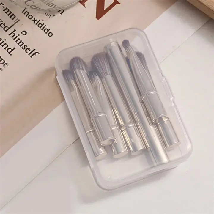 Set De 6 Mini Broches De Maquillaje Portátiles Con Estuches Retráctiles Para Base Rubor Corrector Broches De Maquillaje Compacto - 1