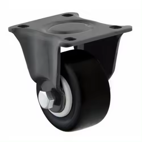 CABLEPELADO Rueda Fija industrial sin freno | Unidireccionales | Rueda para Muebles | Poliuretano | No ralla suelo | Silenciosa | Aptas para soportar cargas hasta 30 Kg | Diámetro 40 mm | Negro - 1