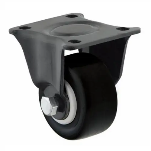 CABLEPELADO Rueda Fija industrial sin freno | Unidireccionales | Rueda para Muebles | Poliuretano | No ralla suelo | Silenciosa | Aptas para soportar cargas hasta 30 Kg | Diámetro 40 mm | Negro - 1