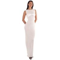 Vestido Maxi De Punto Para Mujer Verano Playa Sin Mangas Rosa Translúcido Ajustado Silueta A-Line Cuello Redondo Estilo High Street - details 7