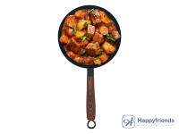 HAPPY FRIENDS Sartén de Hierro Antiadherente para inducción Ø20/22/24/26/28/30 CM. Libre de PFOA. Mango silicona Estilo Madera - details 2