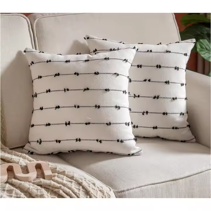 Funda bohemia de 18 pulgadas, juego de 2 fundas de almohada decorativas de estilo rústico moderno para sofá cama, sala de estar - 1