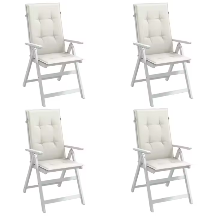 vidaXL Cojines silla respaldo alto 4 uds tela crema melange 120x50x4cm - 1