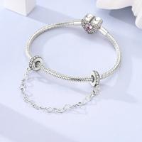 Cadena De Seguridad De Plata Esterlina 925 Estrella Luna Corazón Bordeado Con Clip De Silicona Para Pulsera Original Joyería DIY Regalo - details 19
