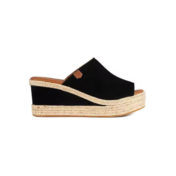 Zuecos Popa Arenita Negro Mujer - Cuña 8cm - 1