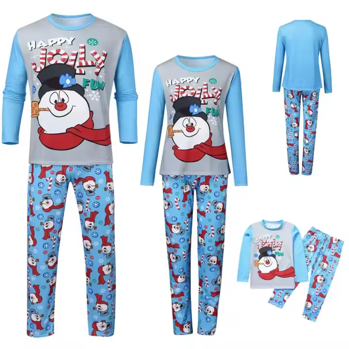 Conjunto De Pijamas Navideños Familiar 2023 Con Diseño De Payaso De Nieve Para Padres E Hijos Incluye Top Y Pantalones Adecuado Para Dormir En Familia - 1