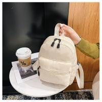 Mochila Mini Para Mujer De Nylon Blanco Estilo Casual Con Bolsillo Exterior Cierre De Cremallera Adecuada Para Escuela Y Viajes - details 11