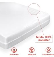 JIMENÉZ HOME - Funda de Colchón blanca con Cremallera en L tacto suave, tejido 100% poliéster, transpirable, hipoalergénica. - details 0
