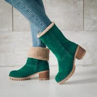 Botas De Invierno Para Mujer Con Piel Acolchadas Botas De Nieve Calientes Botines De Lana Cómodas Botas De Rodilla Media Casual Para Mujeres - details 3