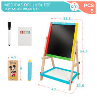 WOOMAX - Pizarra de madera Disney con doble cara para niños, diseño de Minnie y Mickey, mide 37,5x65 cm, incluye tizas, borrador y rotulador, ideal para dibujar y escribir, recomendada a partir de 4 años - details 5