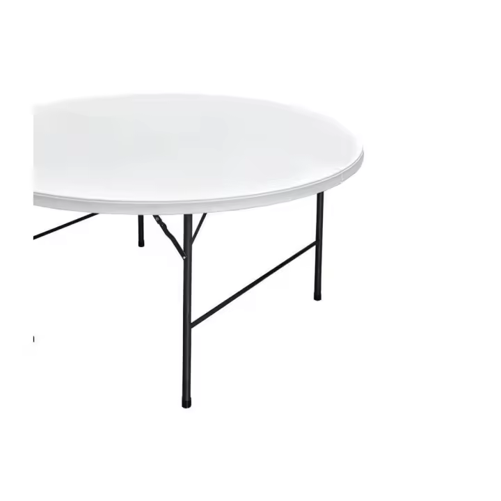 COFAN - Mesa Redonda Plegable Blanca | Medida: 180 x 74 cm | Cierre Plegado por la Mitad - 1