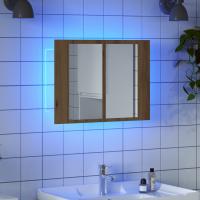 vidaXL Armario espejo de baño con luz LED acrílico 60x12x45 cm en color Negro/Gris hormigón/Madera antigua y más | almacenamiento funcional diseño moderno para baño dormitorio sala - details 8
