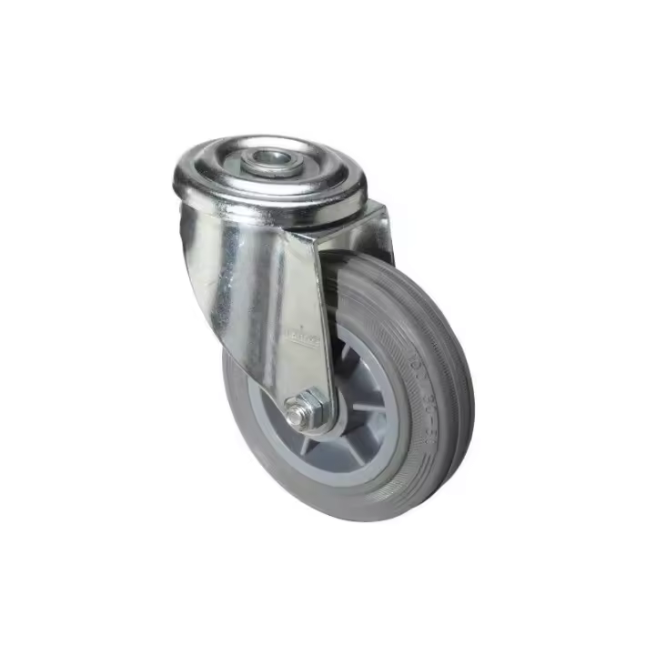 Rueda Industrial Wolfpack Goma Gris Pasante 100 Mm - 1