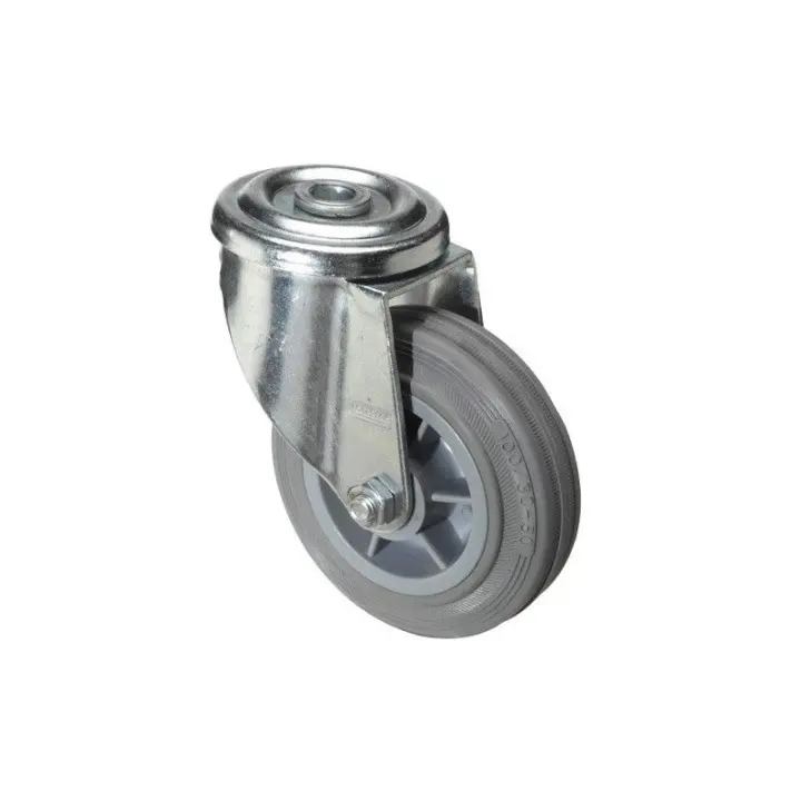 Rueda Industrial Wolfpack Goma Gris Pasante 100 Mm - 1