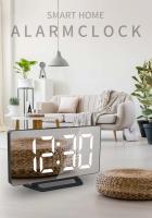 Reloj De Despertar Digital LED Con Espejo Y Función De Snooze Encendido Por USB Para Mesa Moderno Estilo Cuadrado Material Vidrio - details 0