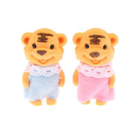 2PCS Figuras De Animales De La Selva Familia Conejo Gato Tigre Pollo Juguete De Colección Cartoon Ornamento Para Niños Regalos - details 11