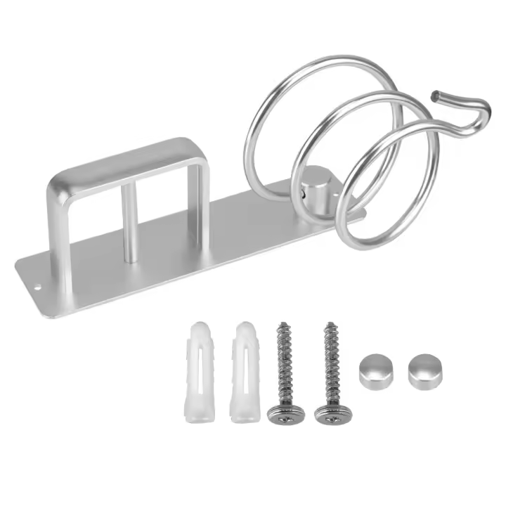 Soporte De Secador De Pelo De Aluminio Espacial Para El Baño Estante De Almacenamiento Para Linterna Y Rizador Pared Montado Accesorios De Baño - 1