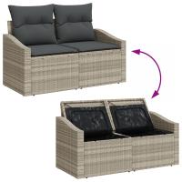 Sofá de jardín de 2 plazas con almacenamiento y cojines de vidaXL Gris Poliratán - details 6