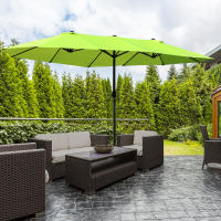 Outsunny Parasol de Jardín 460x270 cm Ovalado with manivela de mano, Parasol Doble Verde para Terraza y Jardín - details 0