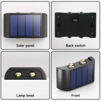 Lámpara Solar Exterior 4LED 6LED 8LED Luz Cálida Impermeable Iluminación De Jardín Pared Balcón Decorativa Luz LED Moderna - details 5