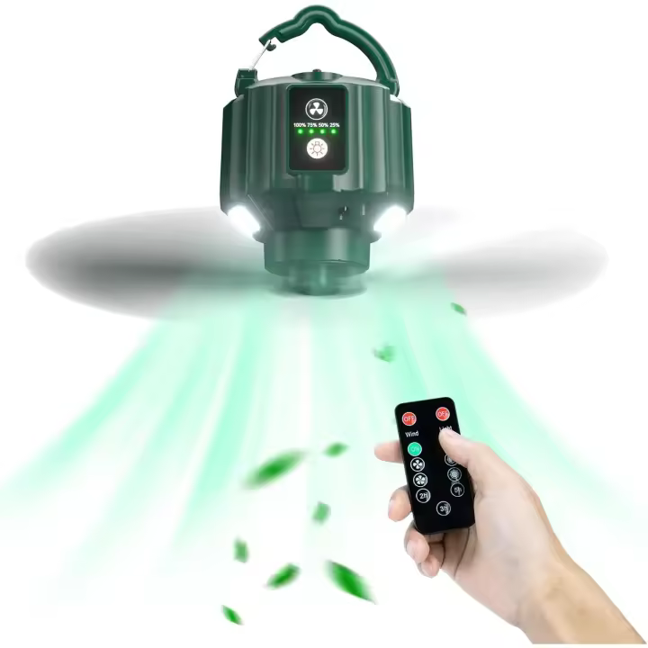 Ventilador de Camping Portátil 2 en 1 5200mAh Batería Recargable Ventilador de Tienda Silencioso para Exteriores, Tienda de Campaña, Escritorio - 1