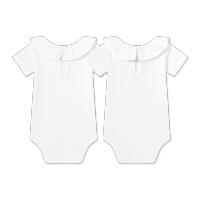 Amomi Bodys Pack de 2 Piezas Unisex Cuello Volante en Tejido Blanco Manga Corta - details 1