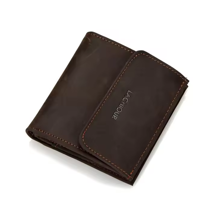 Cartera De Cuero Genuino Para Hombre Y Delgada Con Bolsillo MonedasPortatarjetasVintage Bolsa Para Dinero - 1