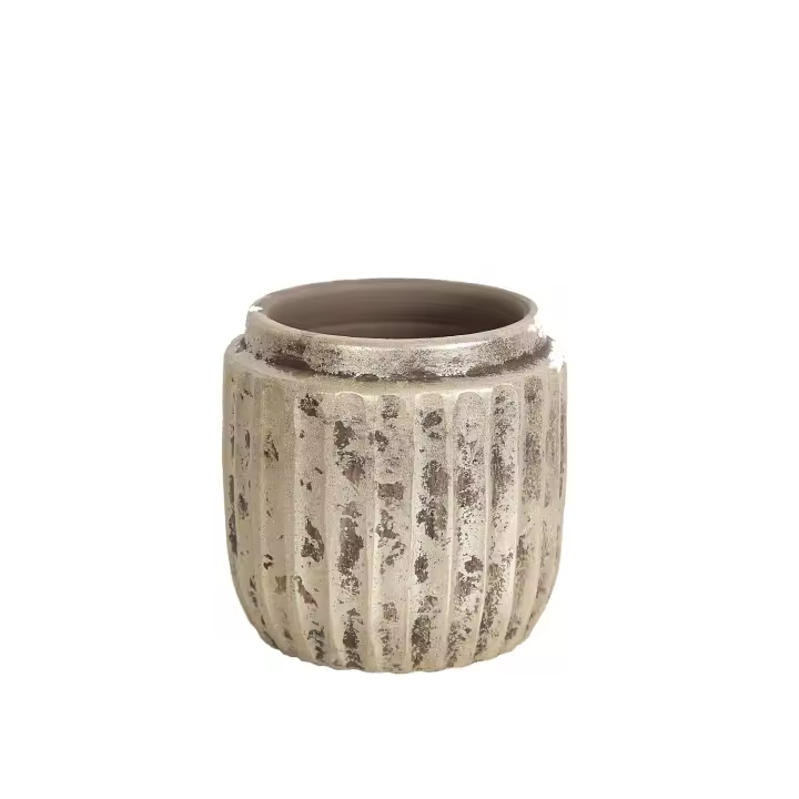 CUBREMACETA CERAMICA BEIGE RUSTIC HM32352 FIJALO - 1