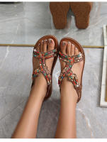 Zapatos de playa con diamantes de imitación 2025, cabeza redonda, tacón plano de alta gama, estilo hueco, cómodos zapatos de mujer para pleno verano - details 15