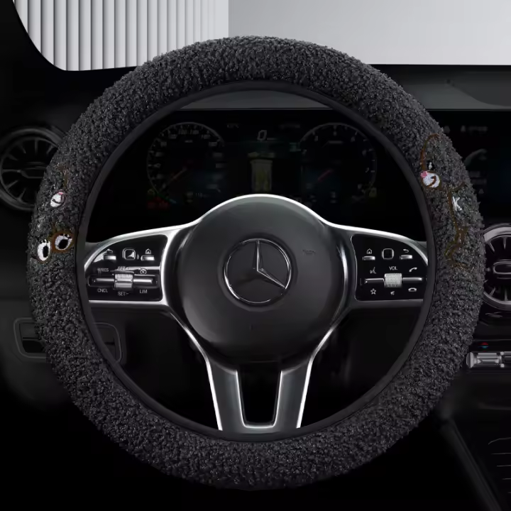 Cubierta De Volante De Coche Invernal De Peluche Térmica Antideslizante Para Todas Las Marcas Sin Anillo Interior - 1