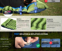Manta De Dormir Inflable Para Camping De 4 Pulgadas Con Almohada Y Bomba Integrada Para Viajes Senderismo Escalada - details 1
