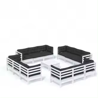 VIDAXL 3096071 conjunto de muebles de jardín 13 piezas blanco con gris antracita madera de pino vida xl - 1