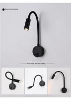 Lámpara De Pared LED 3W Con Cuello De Ganso Flexible Ajustable Con Interruptor Para Lectura Estudio Dormitorio 85-265V - details 1