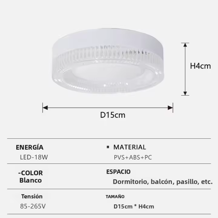 Luz De Techo LED Moderna Con Cristal Circular 18W 24W 36W 48W Para Sala De Estar Dormitorio Cocina Iluminación Interior AC85-265V - 1