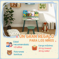 AIYAPLAY Mesa y Silla Infantiles de 2 Piezas Mesa Infantil con Silla y Estante para Libros Escritorio para Niños de +3 Años para Sala de Juegos - details 6