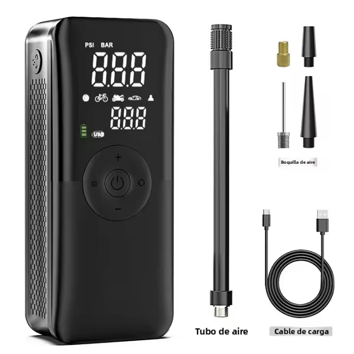 Bomba De Aire Recargable Portátil Para Neumáticos De Coche Motocicleta Bicicleta Y Balones Compresor Digital Sin Cable - 1