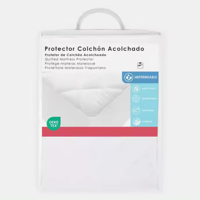 Protector Colchón ACOLCHADO 90 CM，105CM，135CM，150CM，180CM Impermeable, Certificación Oeko-Tex Funda Colchón, Cubre Colchón Transpirable, Elástico En Todo El Contorno - 1