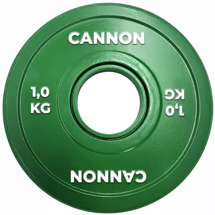 Discos Fraccionados CANNON para Levantamiento de Pesas  Juego Completo de 0.5kg a 2.5kg  Recubrimiento de Caucho Duradero y Colores Codificados para Fácil Identificación  Compatible con Barras Olímpicas y Mancuernas Estándar  Entrena con Precisión y C - 1