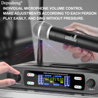 Micrófono Inalámbrico Handheld Doble 2 Canales UHF Frecuencia Fija Dinámico Para Karaoke Boda Fiesta Banda Show - details 4