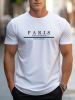 Camiseta De Verano Para Hombre 100% Algodón Pura Prenda Deportiva Casual Suelta Con Estampado De Letras Cuello Redondo Manga Corta Top Transpirable Ligera De Secado Rápido Protección Solar Estirable Sostenible - details 2