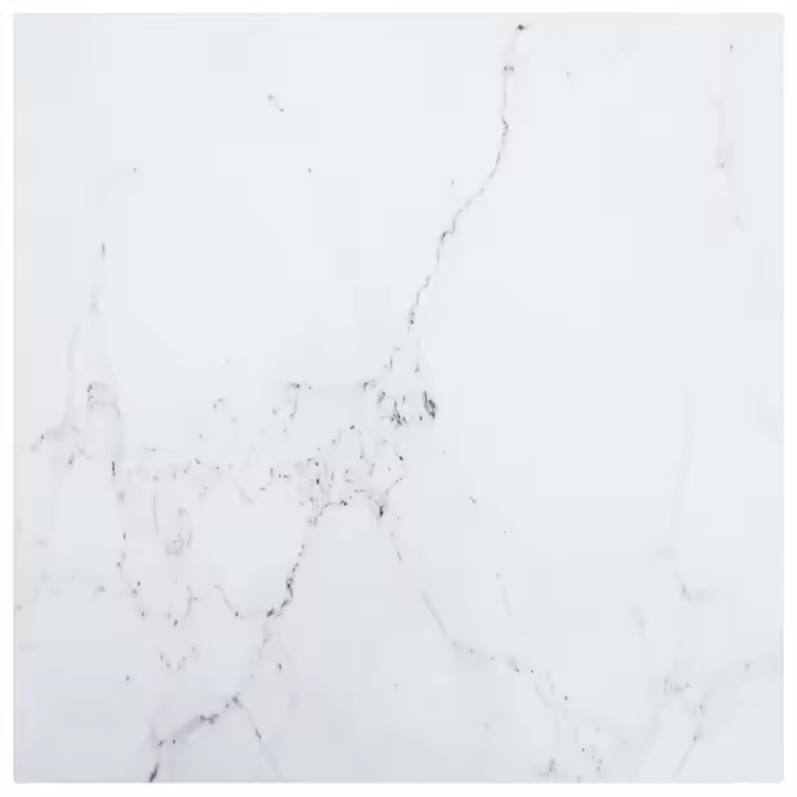 vidaXL Tablero mesa diseño mármol vidrio templado blanco 60x60 cm 6 mm - 1