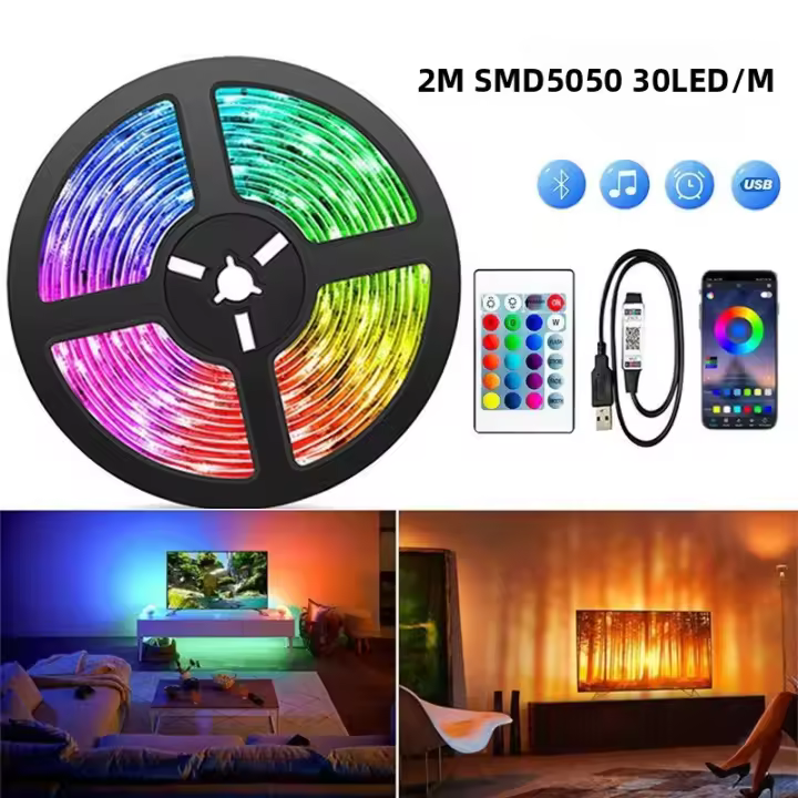 Tira De Luces LED RGB USB 2/3/4m 60LEDs 5V SMD 5050 Control Inteligente APP Bluetooth Fita LED Para Computador Y TV Backlight - 1