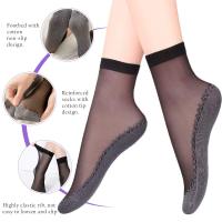 Calcetines Cortos Para Mujer Ultradelgados Y Elásticos De Encaje Transparente Calcetines De Verano Transpirables Antideslizantes Con Fondo De Tela Suave Algodón Y Spandex - details 5
