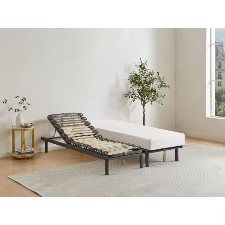Vente-unique - Somier articulado manual, 3 posiciones de cama - Firmeza regulable - 70x190 cm - 1