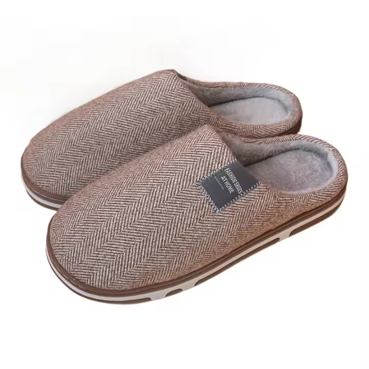 Nuevos Pantuflas De Algodón Para Hombre Invierno Calor Familiar Pantuflas Suaves No Especiales Para Interior Antideslizantes Moda Casual Zapatos Para Adulto - 1