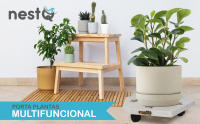 Base para macetas 28,5cm nestQ Carrito de madera Soporte textil móvil, Soporte para Plantas en macetas para Interiores y Exteriores para jardín, Patio,balcón,Sala de Estar, Bandeja para macetas rueda giratoria de 360° - details 0