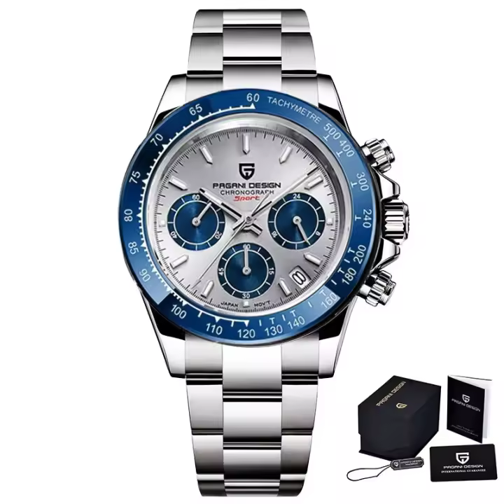Reloj De Pulsera De Cuarzo Para Hombre PAGANI DESIGN 2024 Multi Zona Horaria 40MM Marca Top Lujo Cronógrafo VK63 Acero Inoxidable Resistente Al Agua - 1